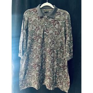 Vintage Leaf Print Bobby Jones Polo Shirt For Men Size XL